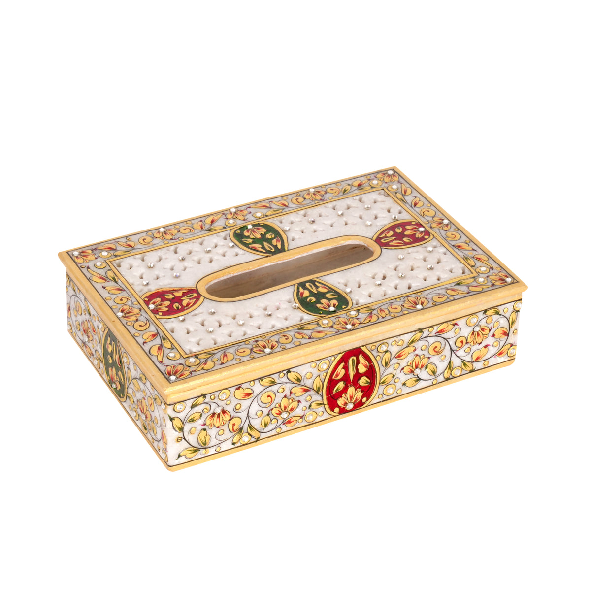 Handcrafted Marble Meenakari Tissue Box
