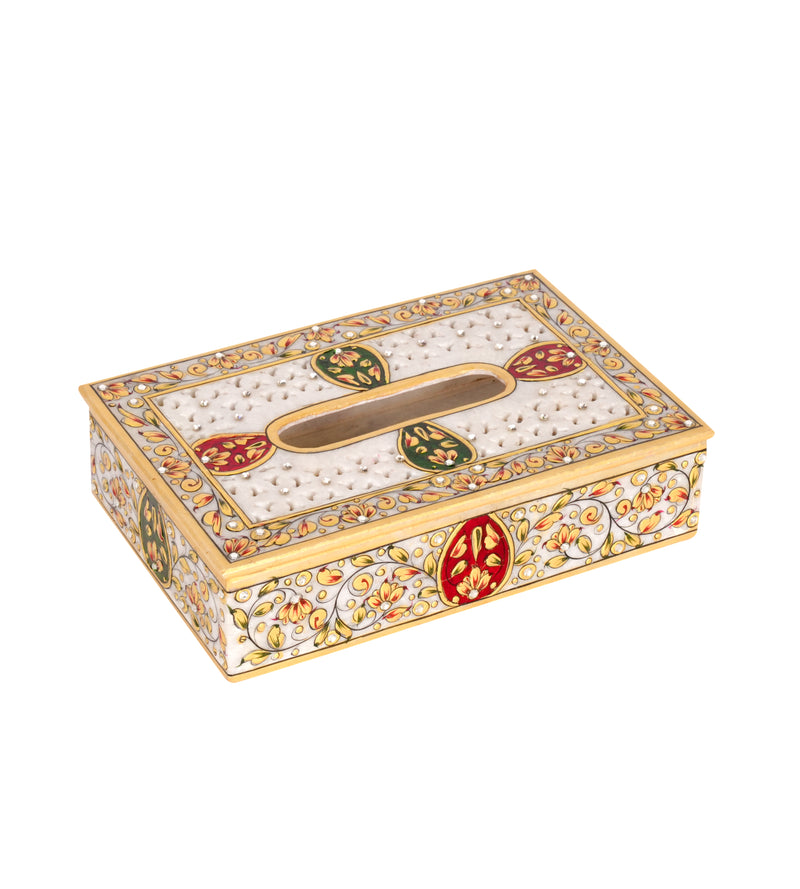 Handcrafted Marble Meenakari Tissue Box