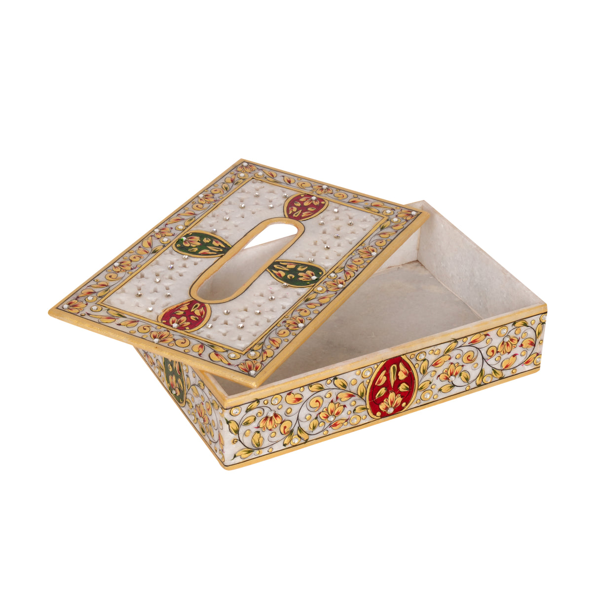 Handcrafted Marble Meenakari Tissue Box