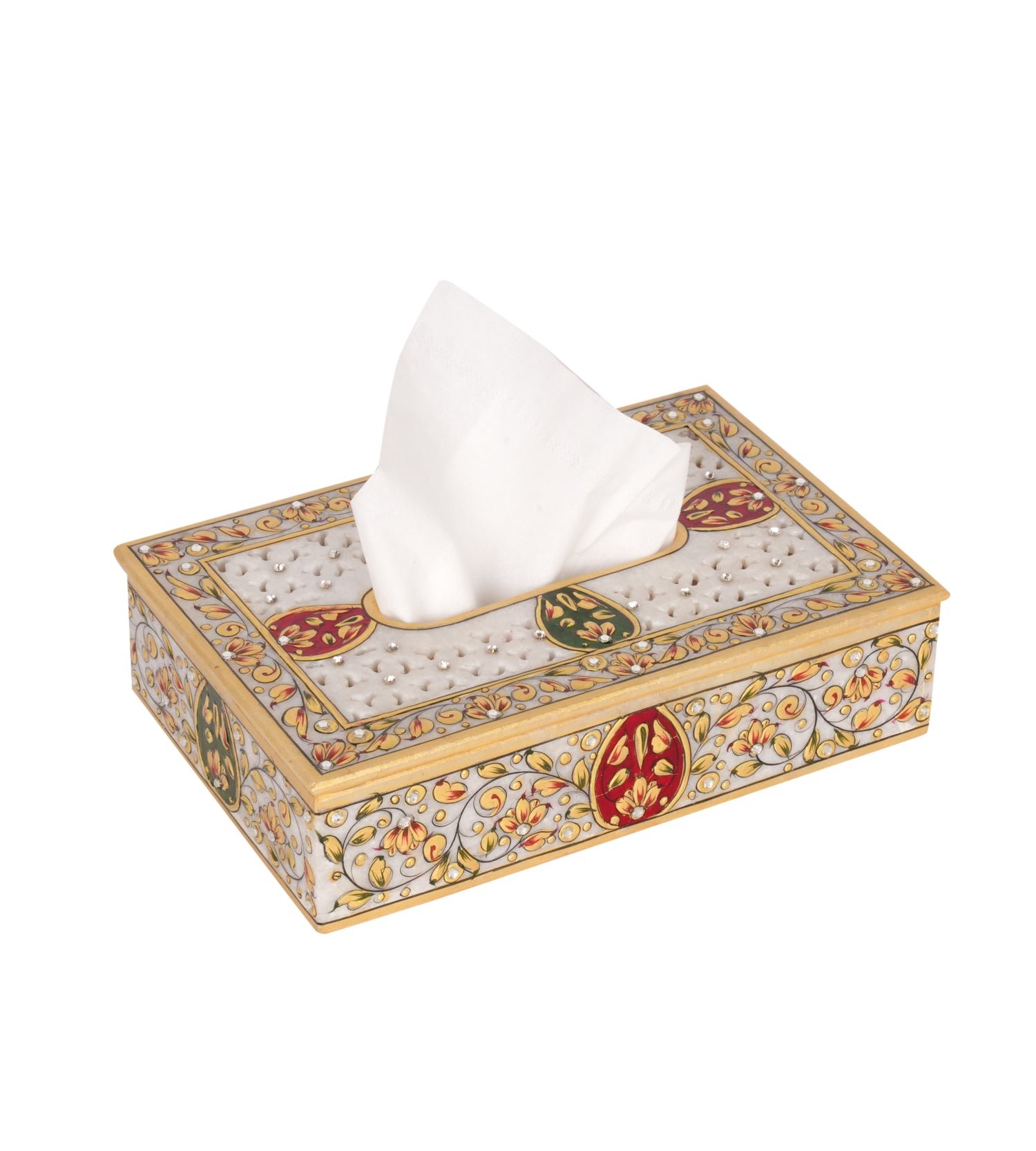 Handcrafted Marble Meenakari Tissue Box