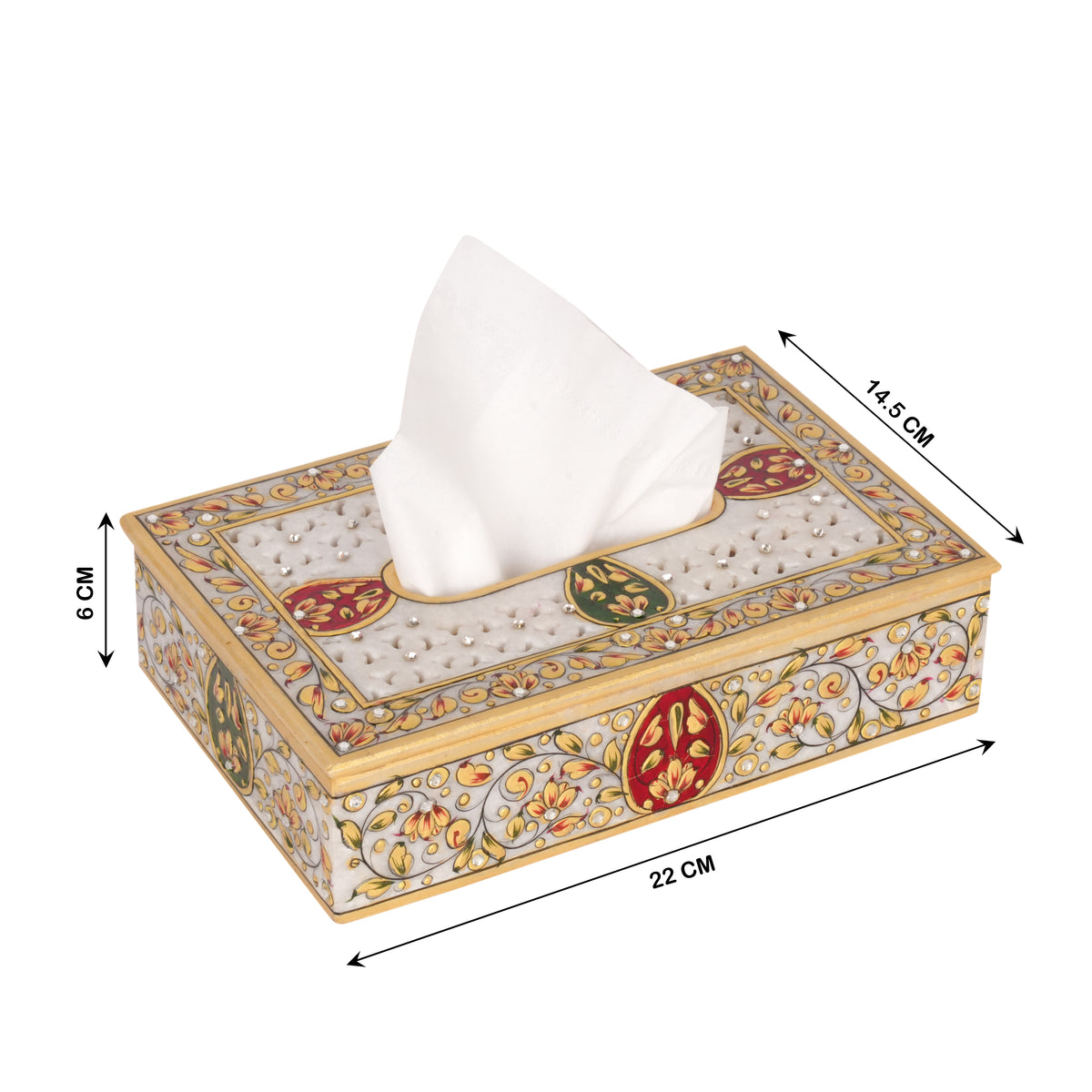 Handcrafted Marble Meenakari Tissue Box