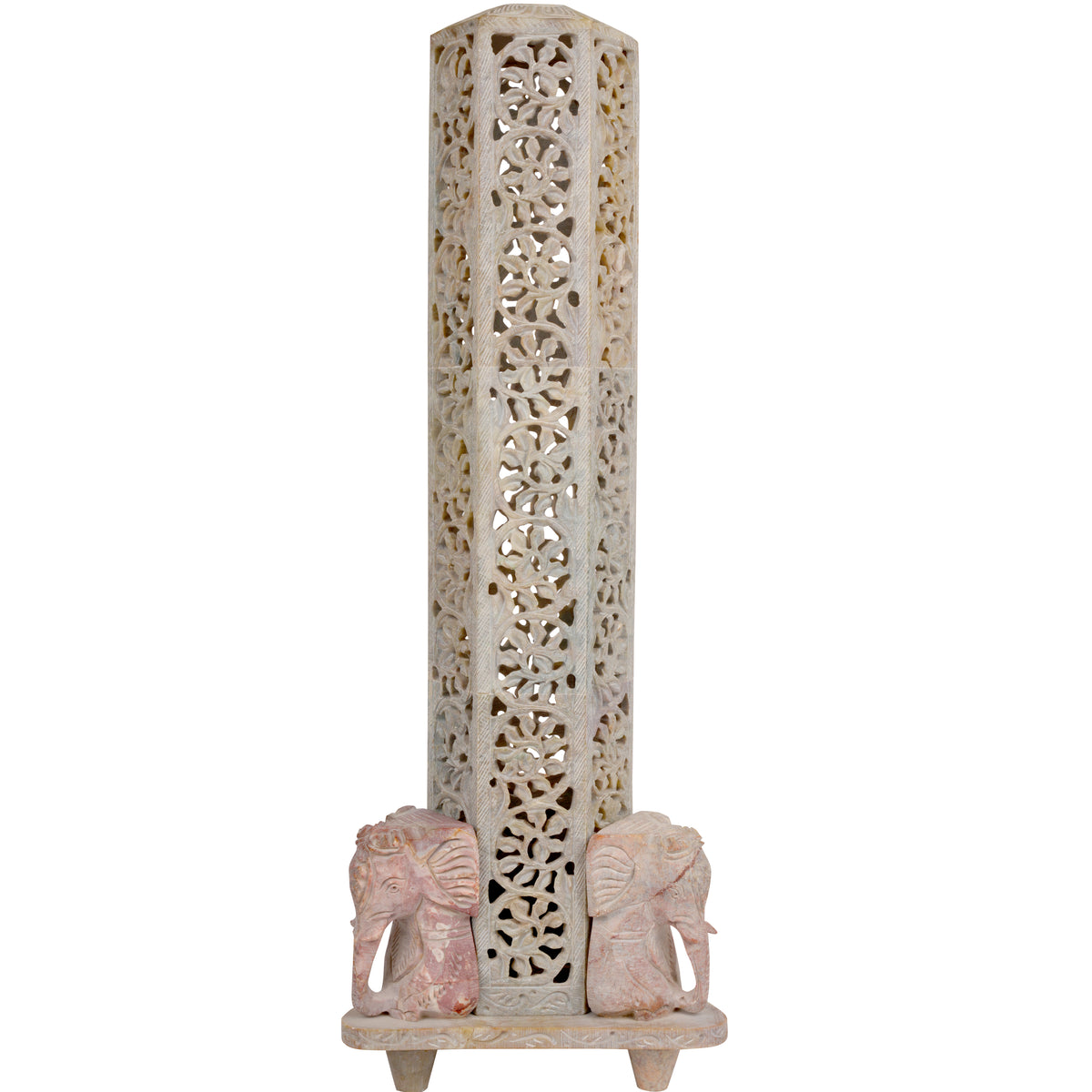 Regal Elephant Jali Work Marble Lamp