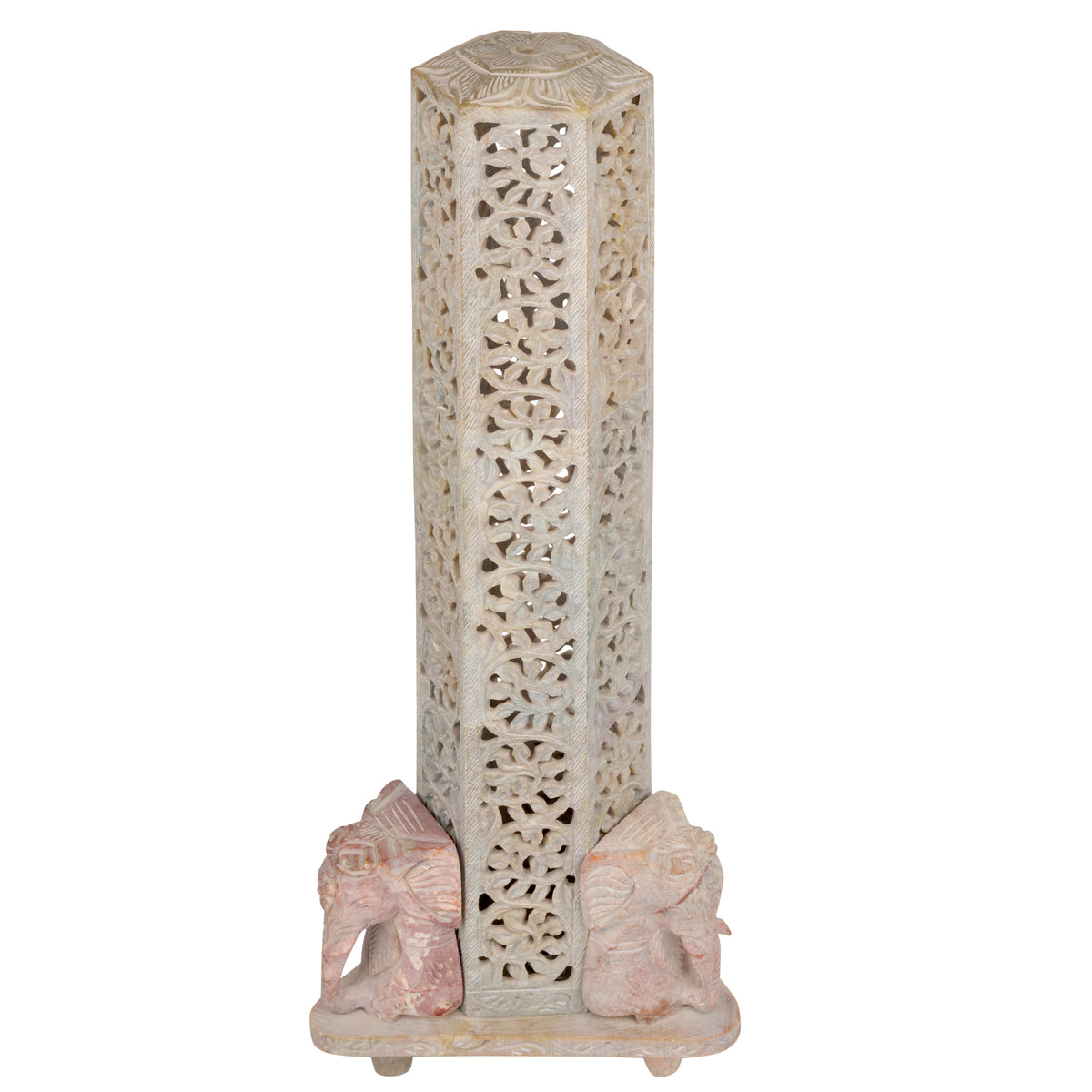 Regal Elephant Jali Work Marble Lamp