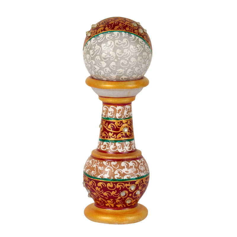 Hand-Painted Marble Tabletop Clock | Ornate Indian Heritage Decor