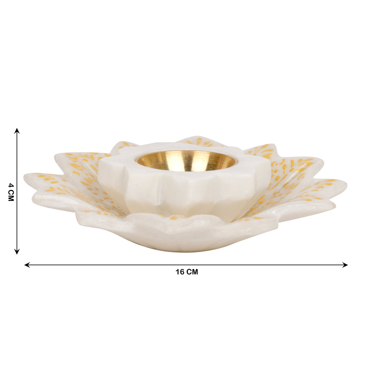 Handcrafted Marble & Brass Tea Light Holder | Star-Shaped Diya for Serene Glow