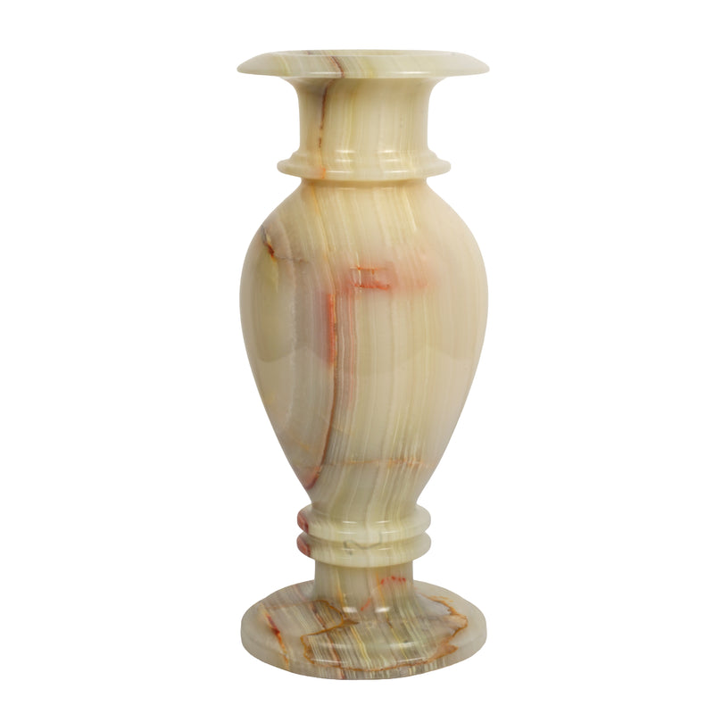 Handcrafted Green Onyx Chalice Vase | Creative Natural Banded Pedestal Urn