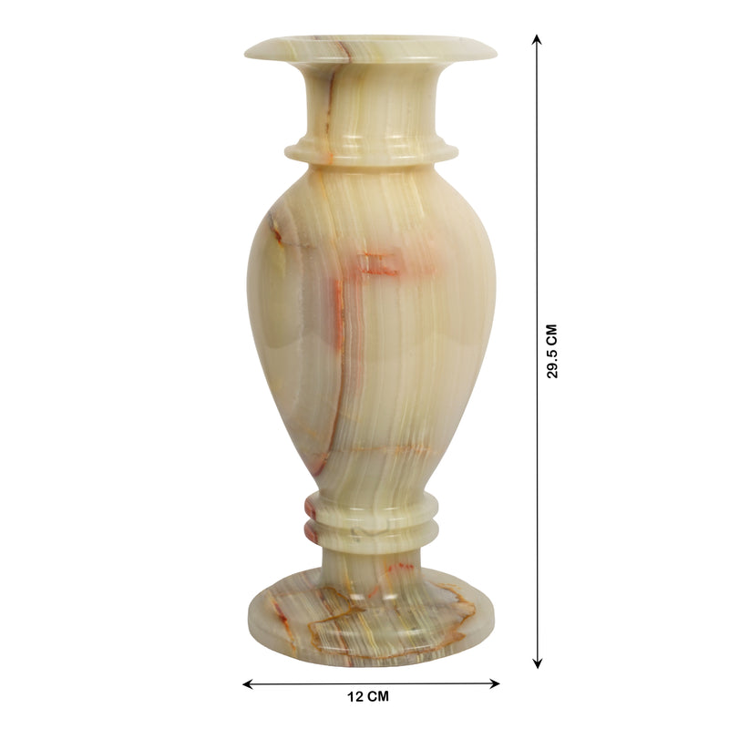 Handcrafted Green Onyx Chalice Vase | Creative Natural Banded Pedestal Urn