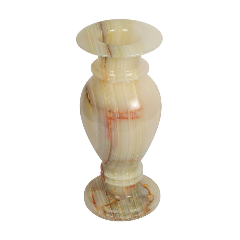 Handcrafted Green Onyx Chalice Vase | Creative Natural Banded Pedestal Urn