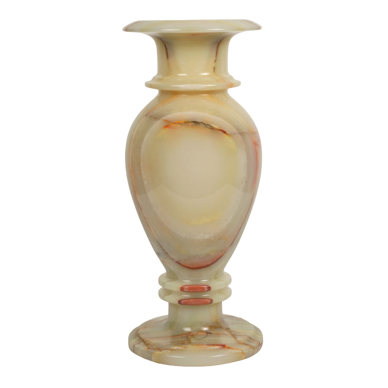 Handcrafted Green Onyx Chalice Vase | Creative Natural Banded Pedestal Urn