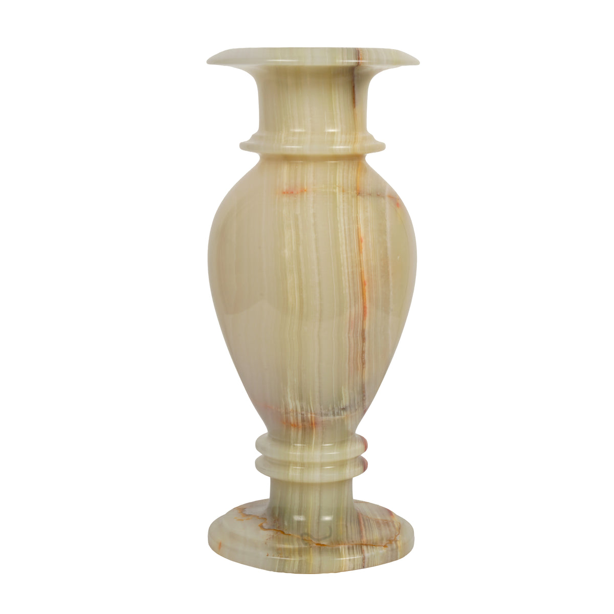 Handcrafted Green Onyx Chalice Vase | Creative Natural Banded Pedestal Urn