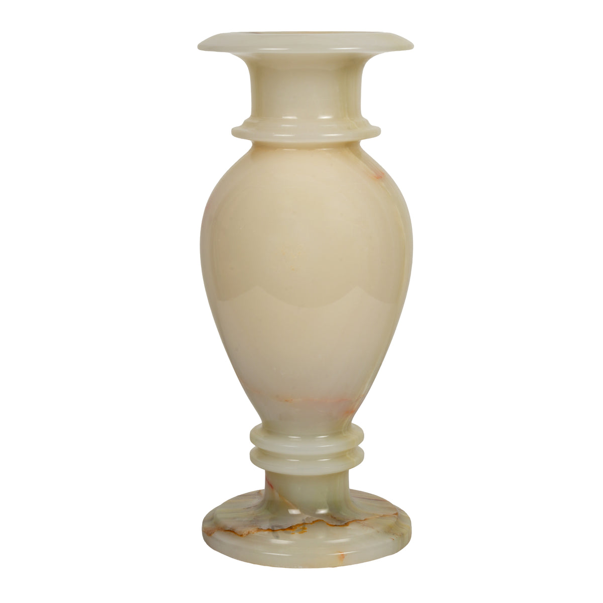 Handcrafted Green Onyx Chalice Vase | Creative Natural Banded Pedestal Urn