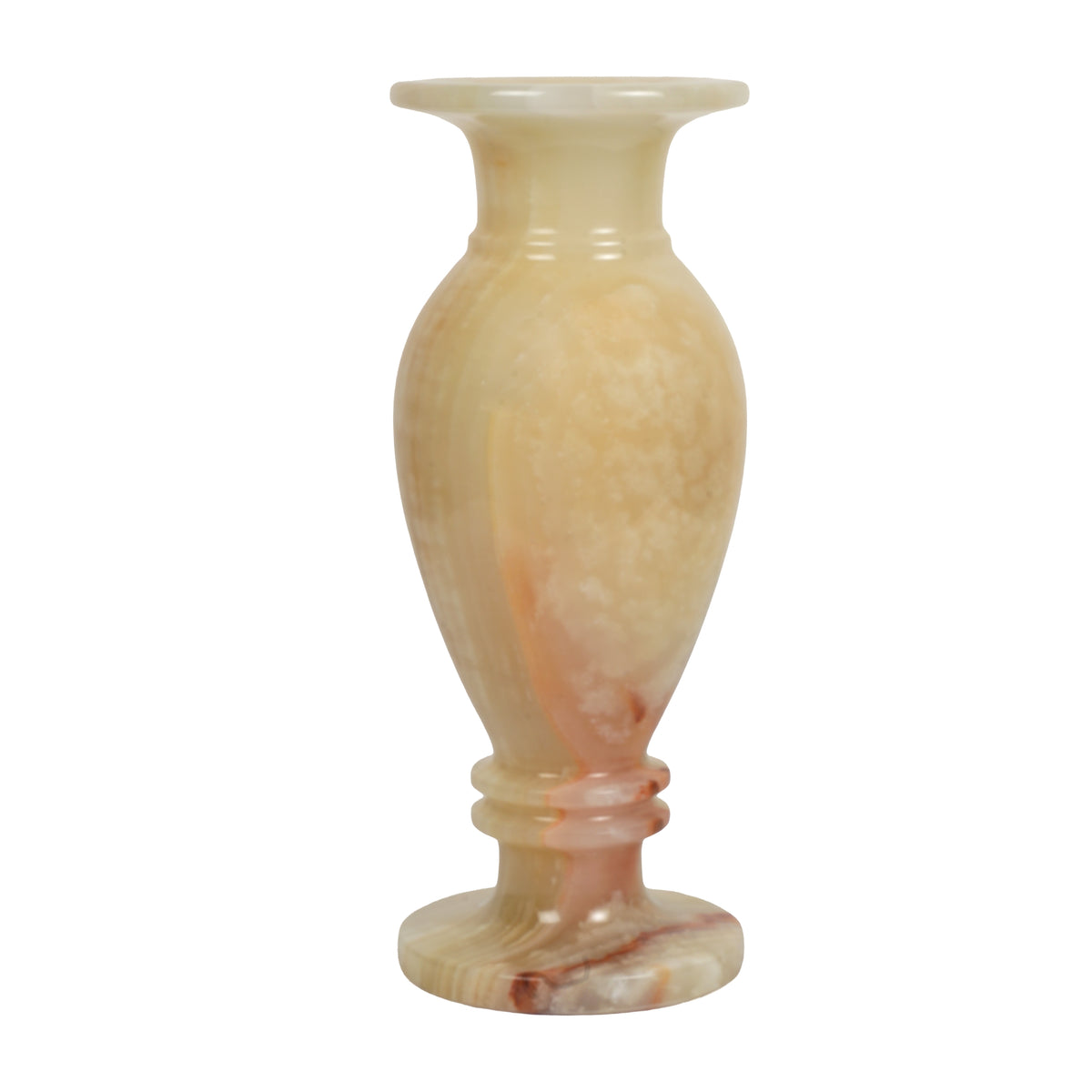 Handcrafted Cream Onyx Chalice Vase | Creative Natural Banded Pedestal Urn
