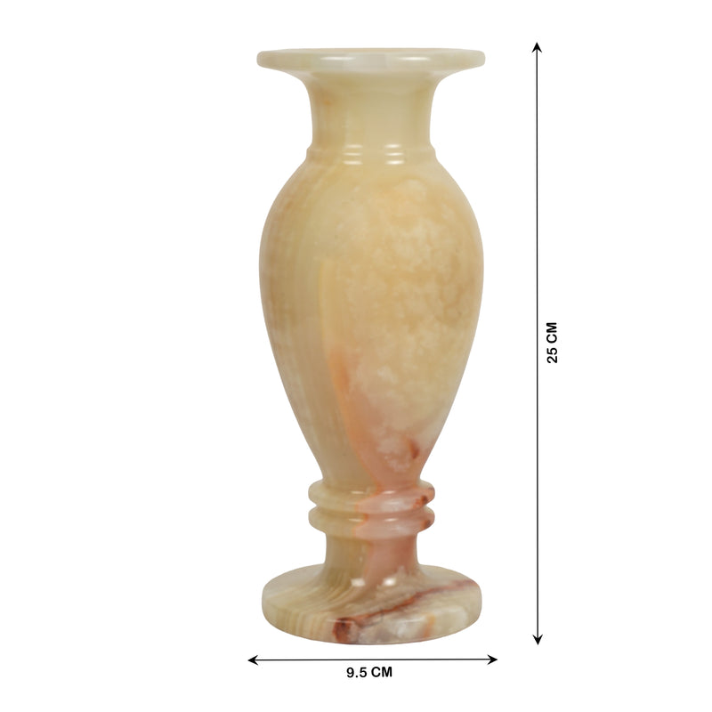 Handcrafted Cream Onyx Chalice Vase | Creative Natural Banded Pedestal Urn