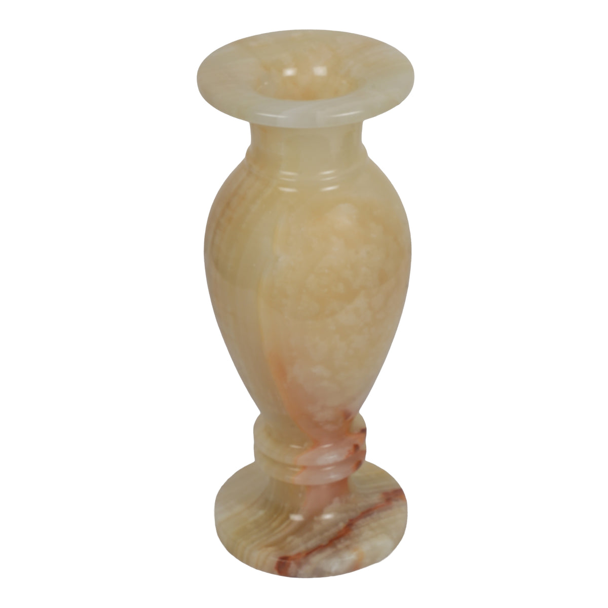 Handcrafted Cream Onyx Chalice Vase | Creative Natural Banded Pedestal Urn