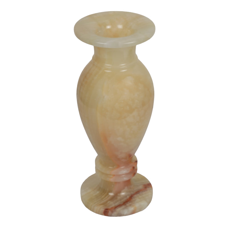 Handcrafted Cream Onyx Chalice Vase | Creative Natural Banded Pedestal Urn