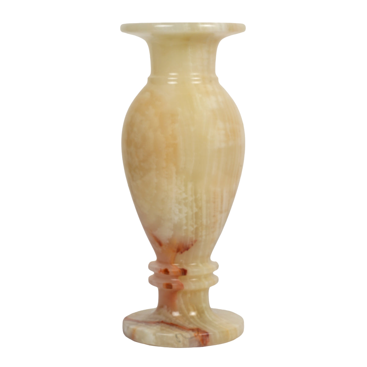 Handcrafted Cream Onyx Chalice Vase | Creative Natural Banded Pedestal Urn