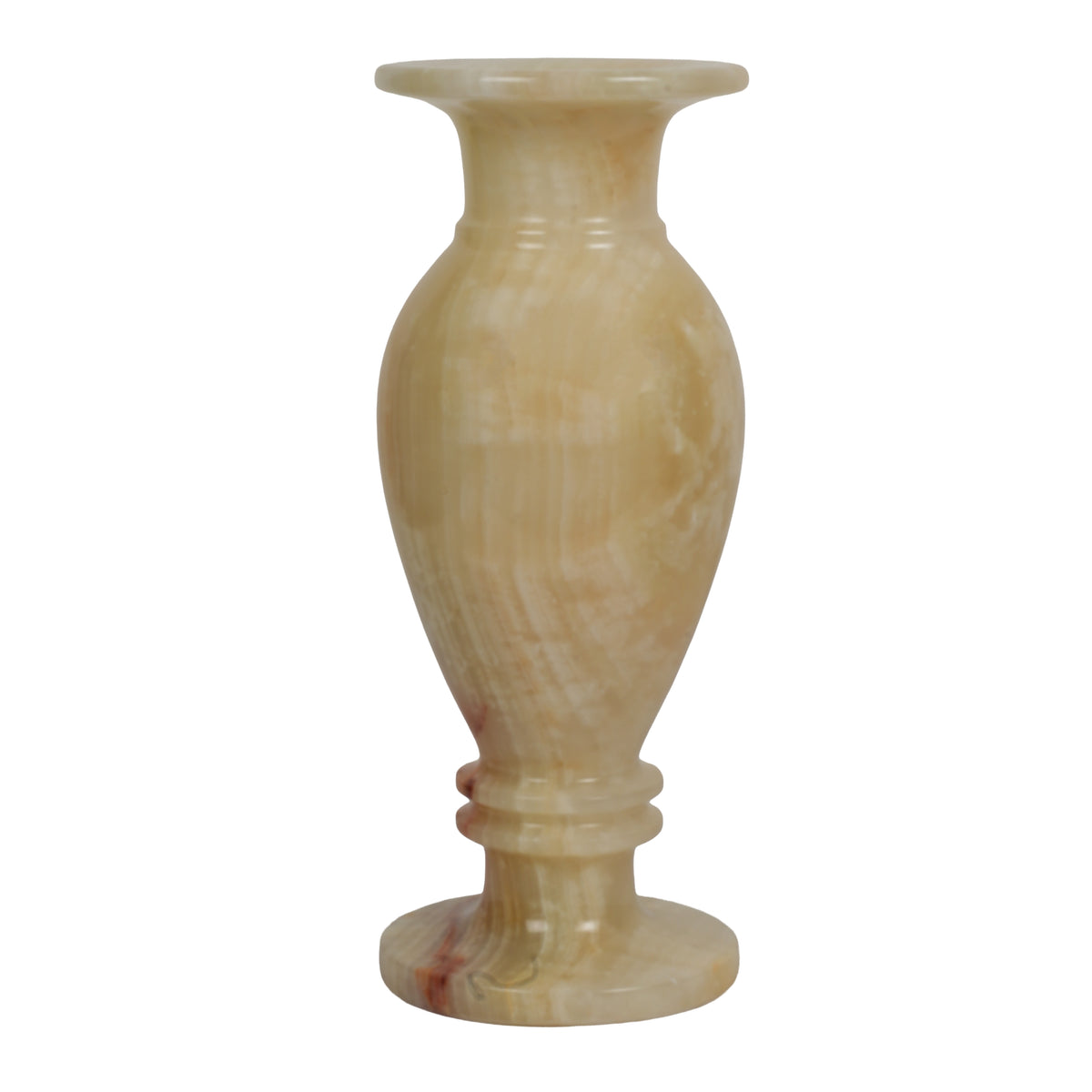 Handcrafted Cream Onyx Chalice Vase | Creative Natural Banded Pedestal Urn