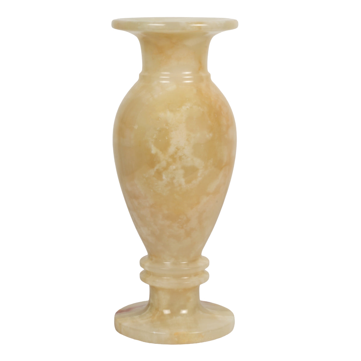 Handcrafted Cream Onyx Chalice Vase | Creative Natural Banded Pedestal Urn
