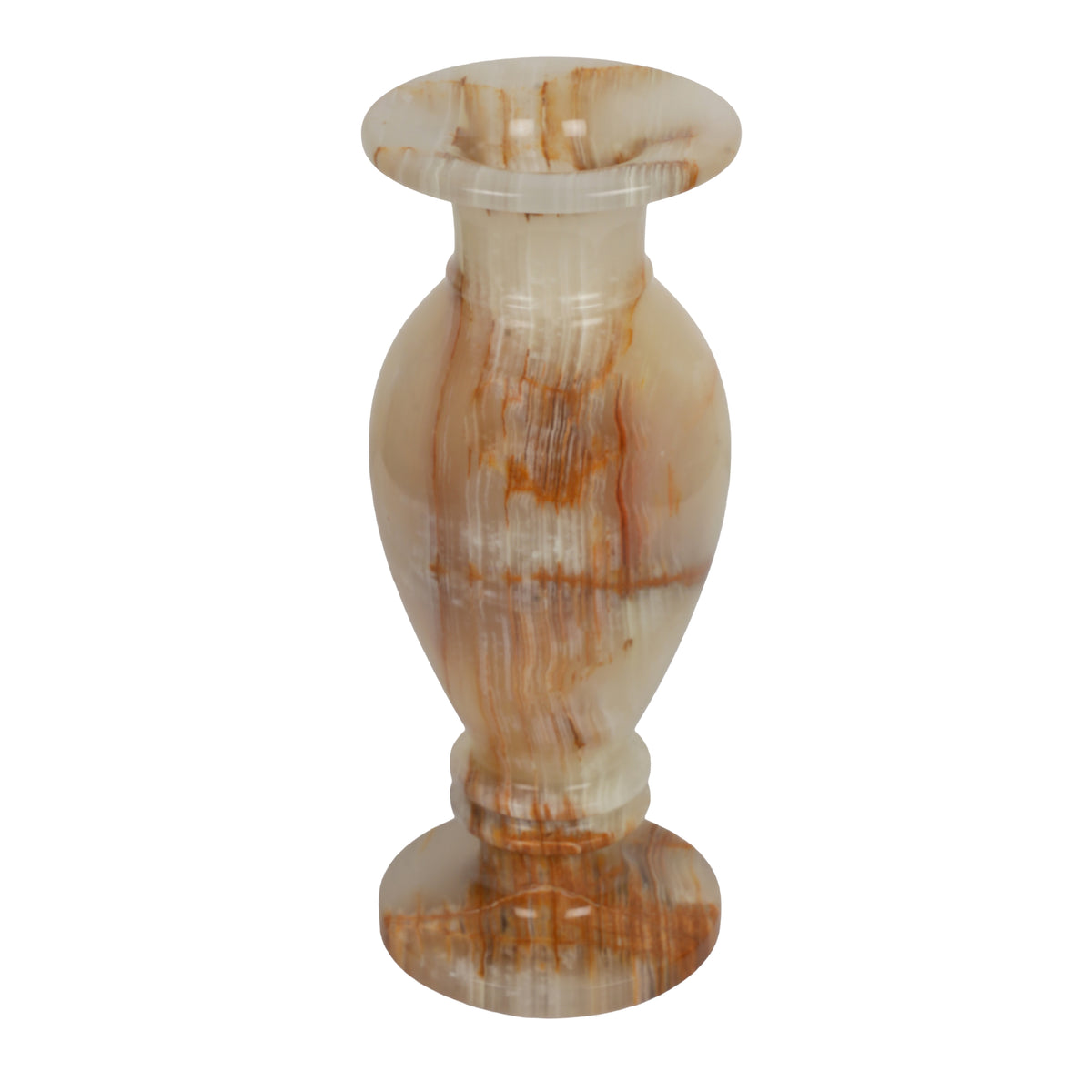 Handcrafted Cream Onyx Chalice Vase | Creative Natural Banded Pedestal Urn
