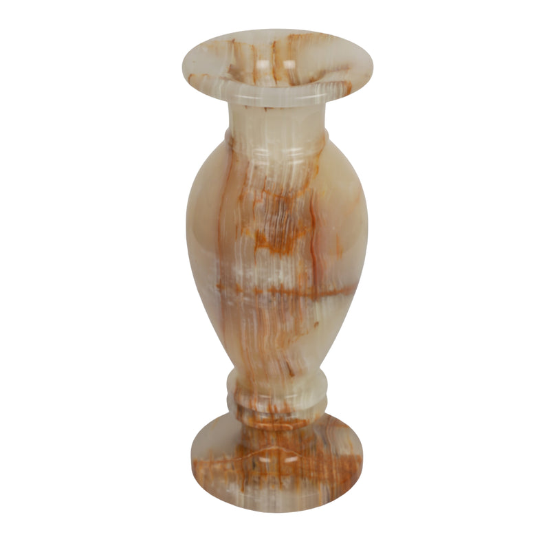 Handcrafted Cream Onyx Chalice Vase | Creative Natural Banded Pedestal Urn