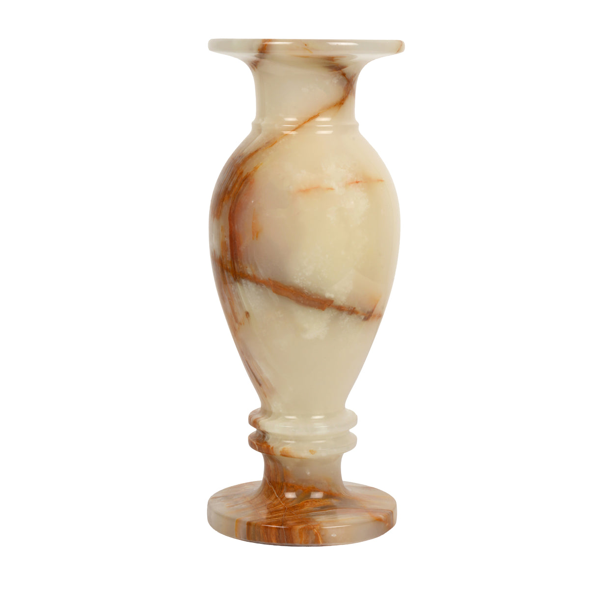 Handcrafted Cream Onyx Chalice Vase | Creative Natural Banded Pedestal Urn
