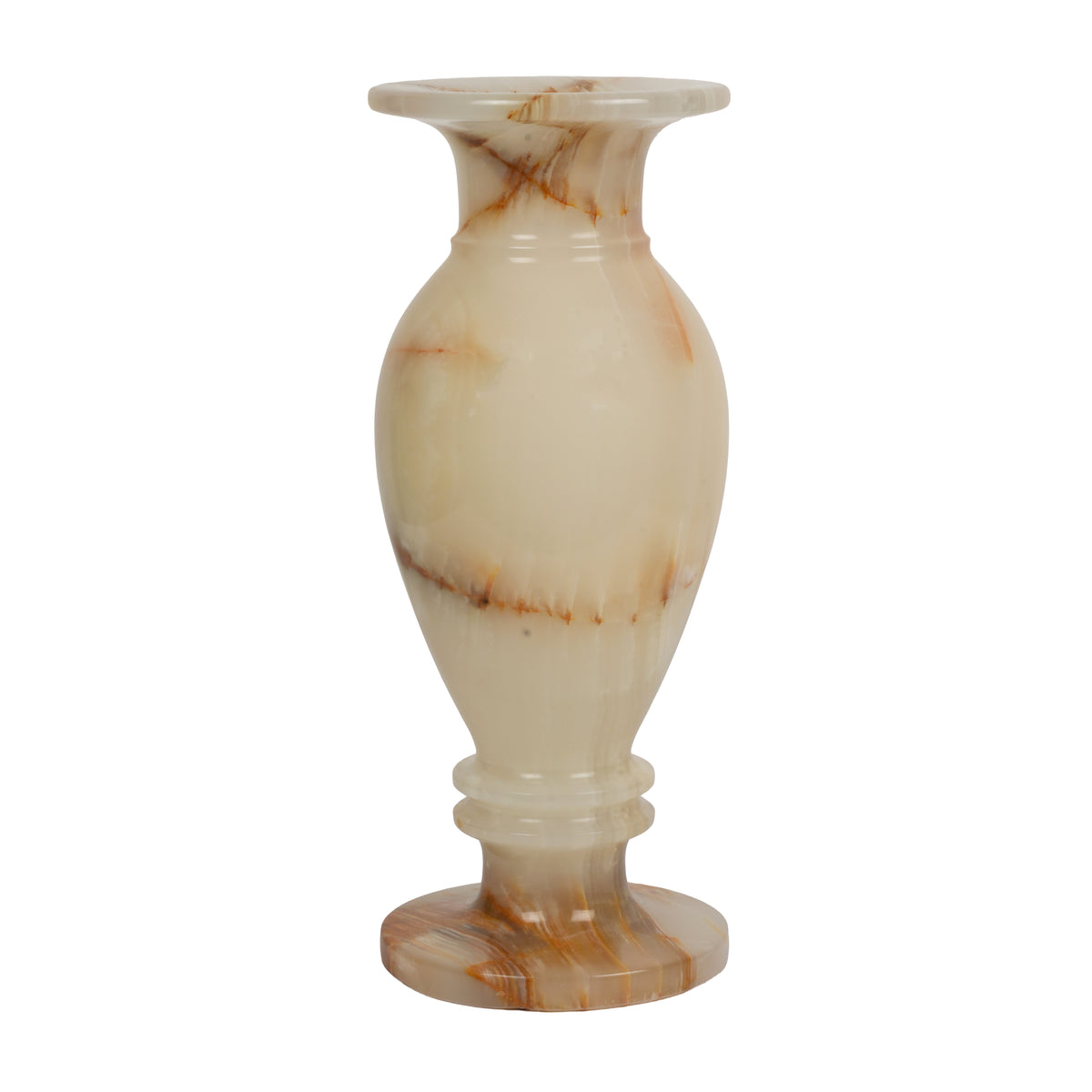 Handcrafted Cream Onyx Chalice Vase | Creative Natural Banded Pedestal Urn