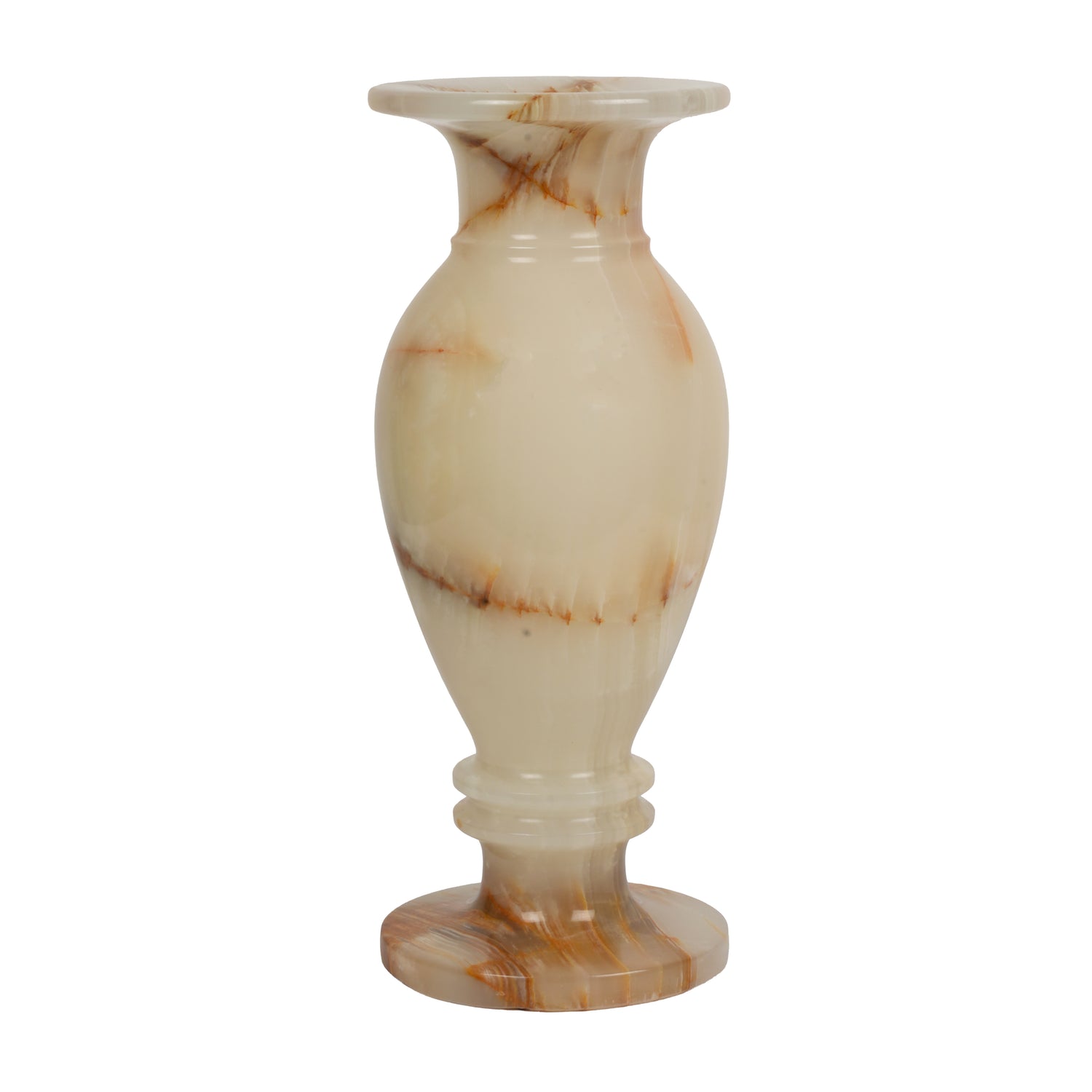 Handcrafted Cream Onyx Chalice Vase | Creative Natural Banded Pedestal Urn