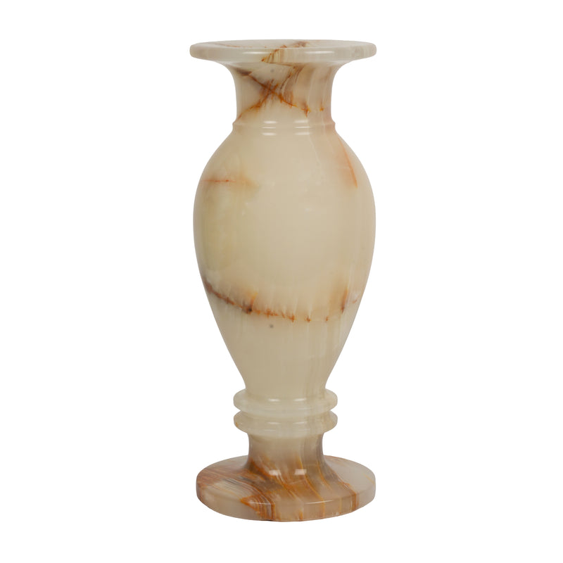 Handcrafted Cream Onyx Chalice Vase | Creative Natural Banded Pedestal Urn