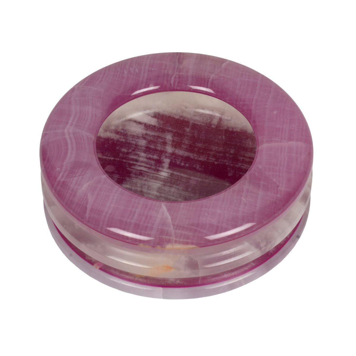Handcrafted Onyx Circular Ashtray | Creative Natural Banded Stone Cigarette Tray