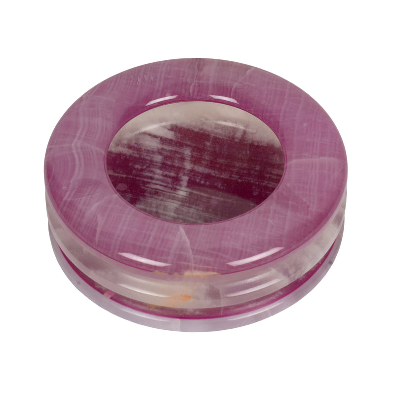 Handcrafted Onyx Circular Ashtray | Creative Natural Banded Stone Cigarette Tray