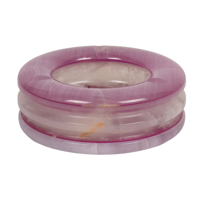 Handcrafted Onyx Circular Ashtray | Creative Natural Banded Stone Cigarette Tray