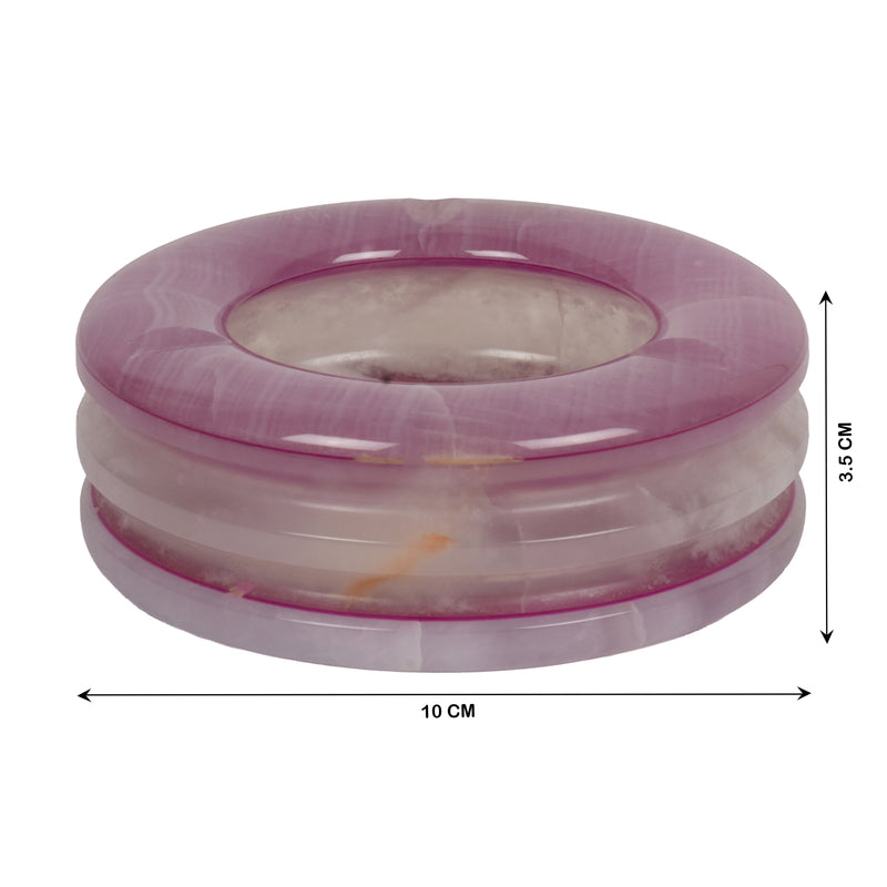 Handcrafted Onyx Circular Ashtray | Creative Natural Banded Stone Cigarette Tray