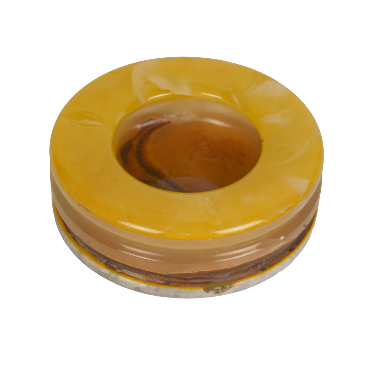 Handcrafted Onyx Circular Ashtray | Creative Natural Banded Stone Cigarette Tray