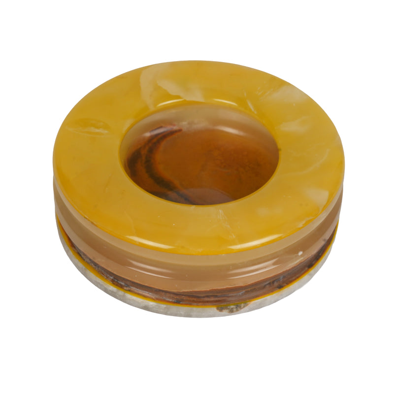 Handcrafted Onyx Circular Ashtray | Creative Natural Banded Stone Cigarette Tray
