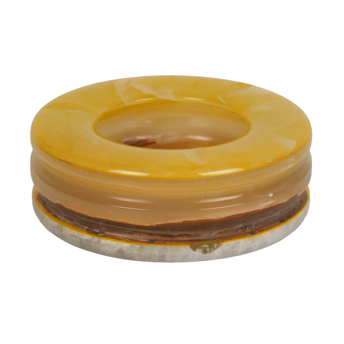 Handcrafted Onyx Circular Ashtray | Creative Natural Banded Stone Cigarette Tray