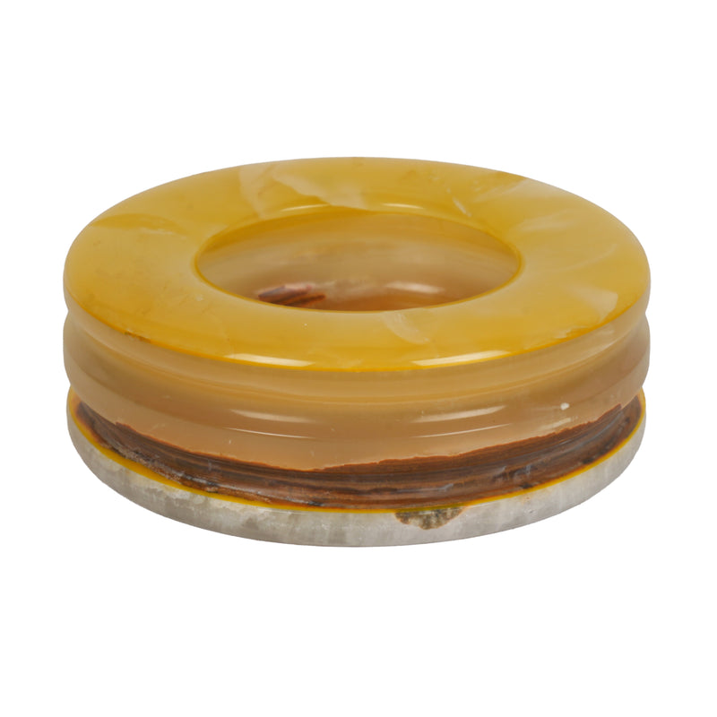 Handcrafted Onyx Circular Ashtray | Creative Natural Banded Stone Cigarette Tray