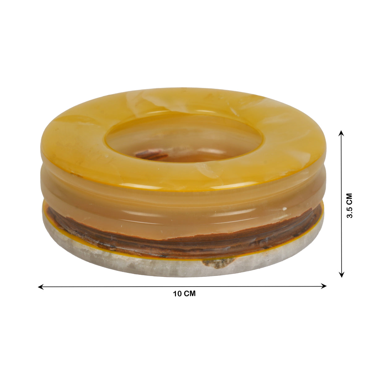 Handcrafted Onyx Circular Ashtray | Creative Natural Banded Stone Cigarette Tray