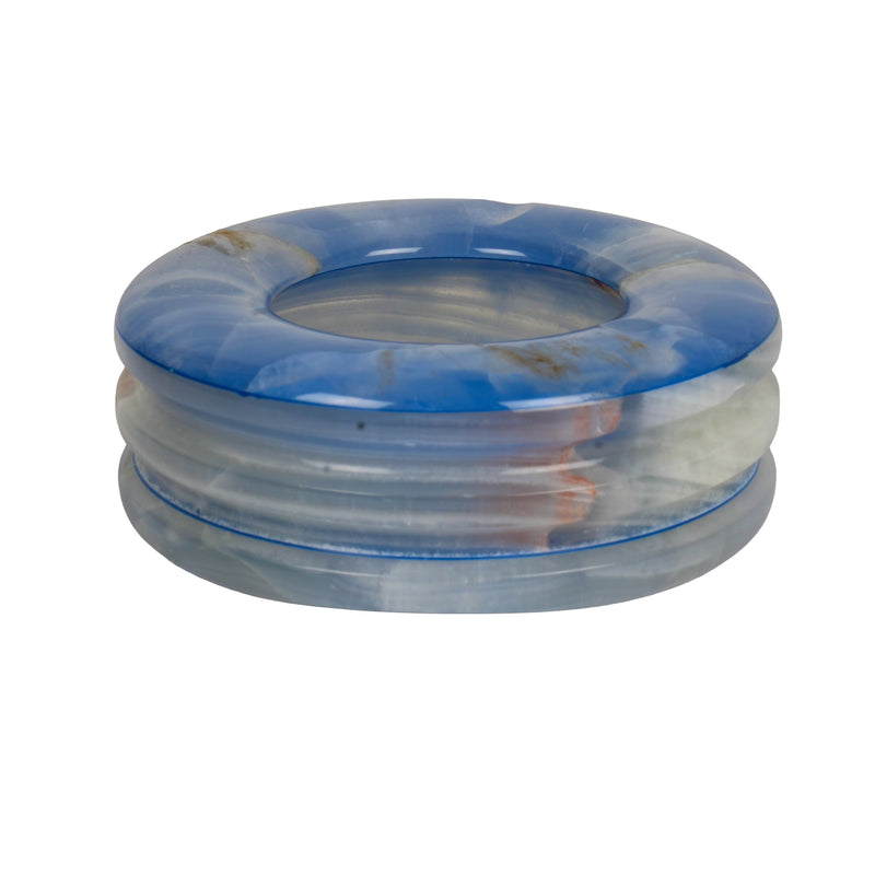 Handcrafted Onyx Circular Ashtray | Creative Natural Banded Stone Cigarette Tray