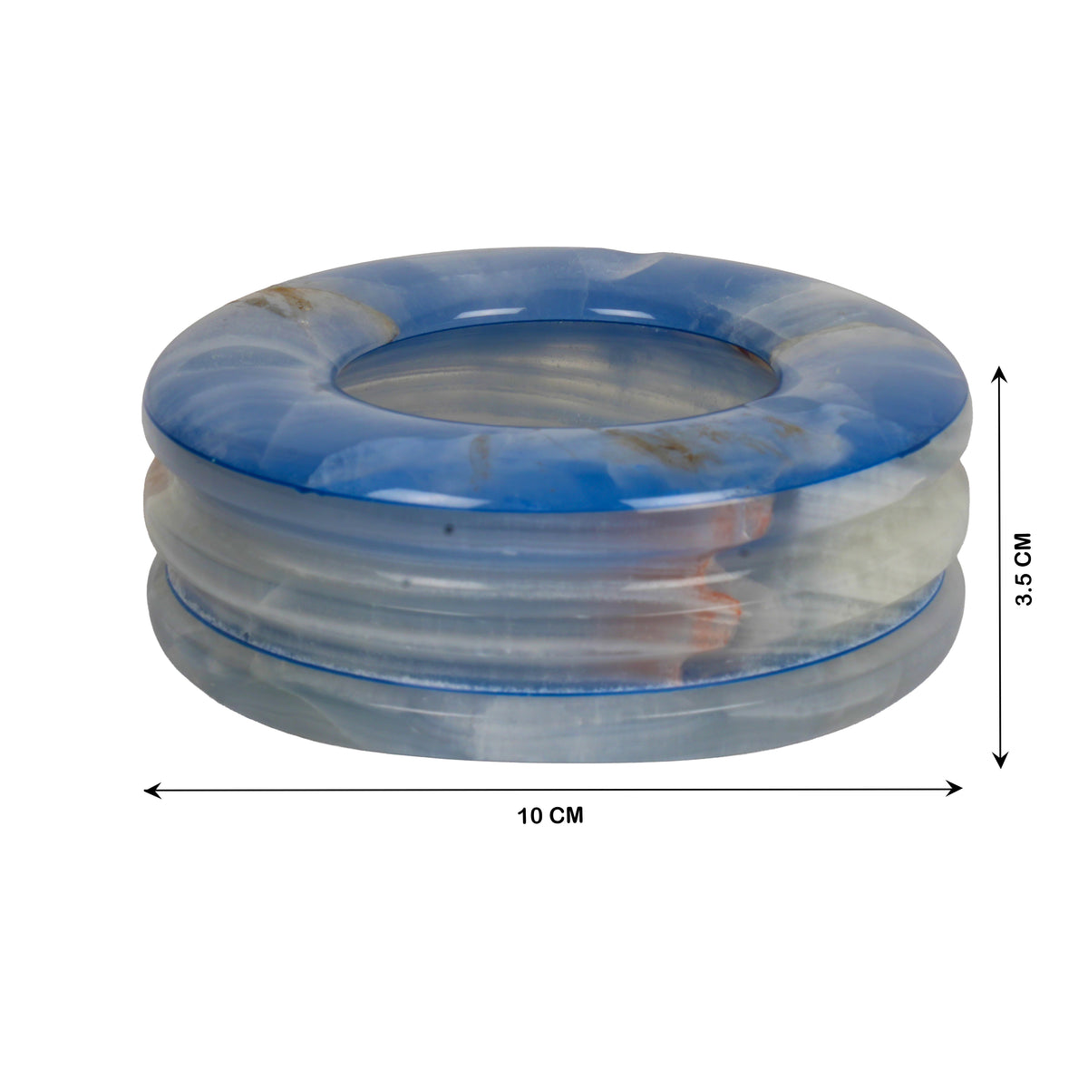 Handcrafted Onyx Circular Ashtray | Creative Natural Banded Stone Cigarette Tray