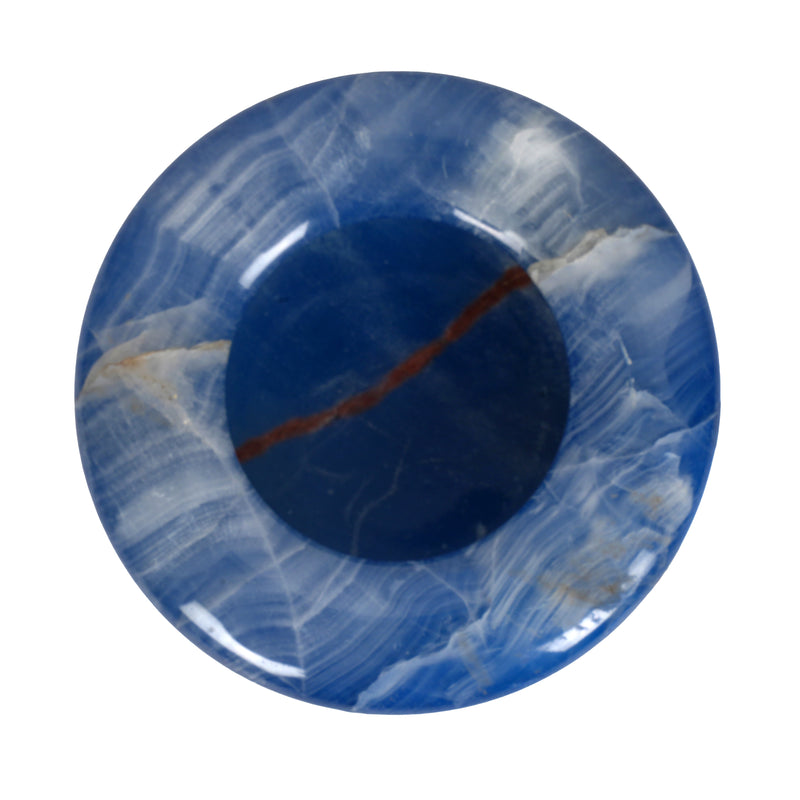 Handcrafted Onyx Circular Ashtray | Creative Natural Banded Stone Cigarette Tray