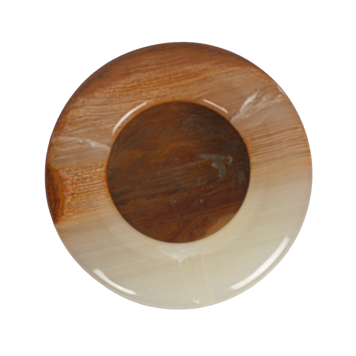 Handcrafted Onyx Circular Ashtray | Creative Natural Banded Stone Cigarette Tray