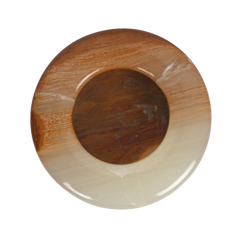 Handcrafted Onyx Circular Ashtray | Creative Natural Banded Stone Cigarette Tray