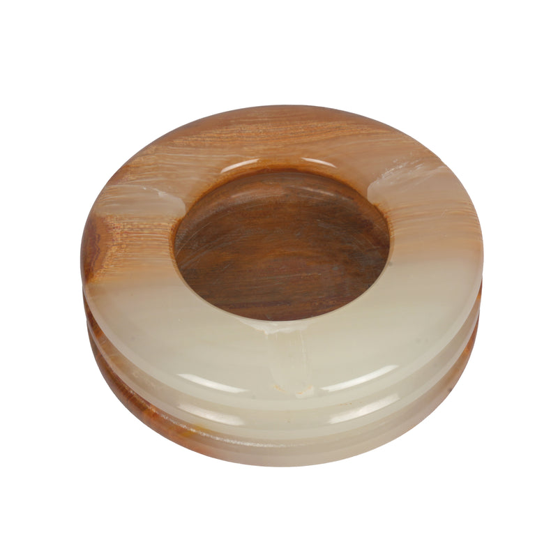 Handcrafted Onyx Circular Ashtray | Creative Natural Banded Stone Cigarette Tray