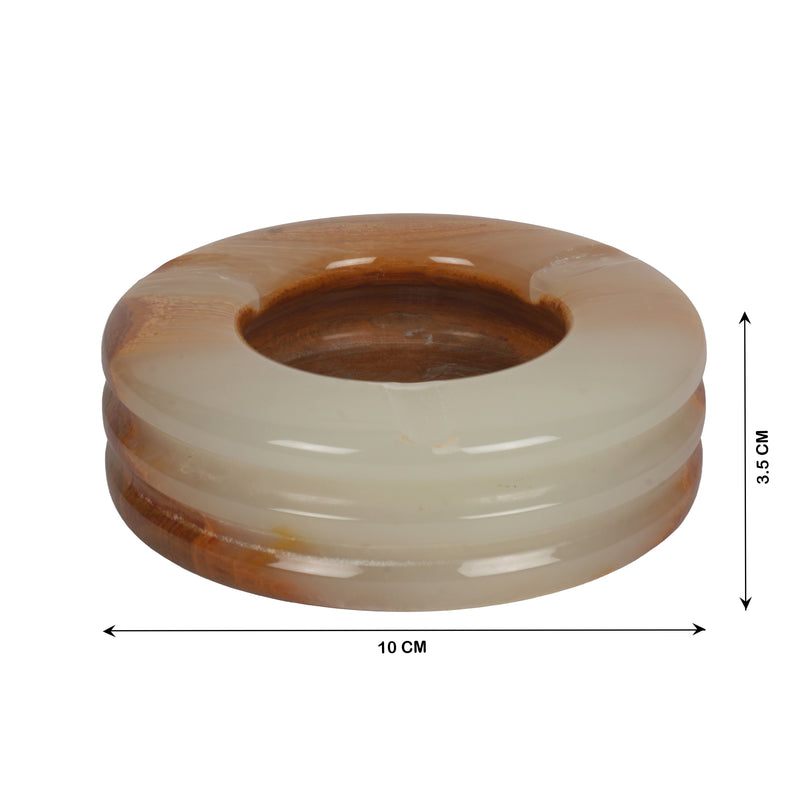 Handcrafted Onyx Circular Ashtray | Creative Natural Banded Stone Cigarette Tray