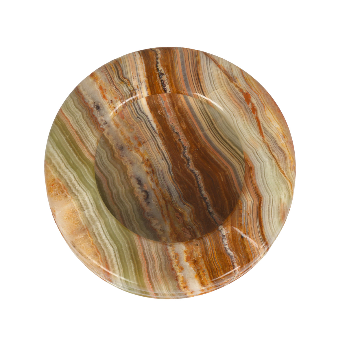 Handcrafted Onyx Circular Ashtray | Creative Natural Banded Stone Cigarette Tray