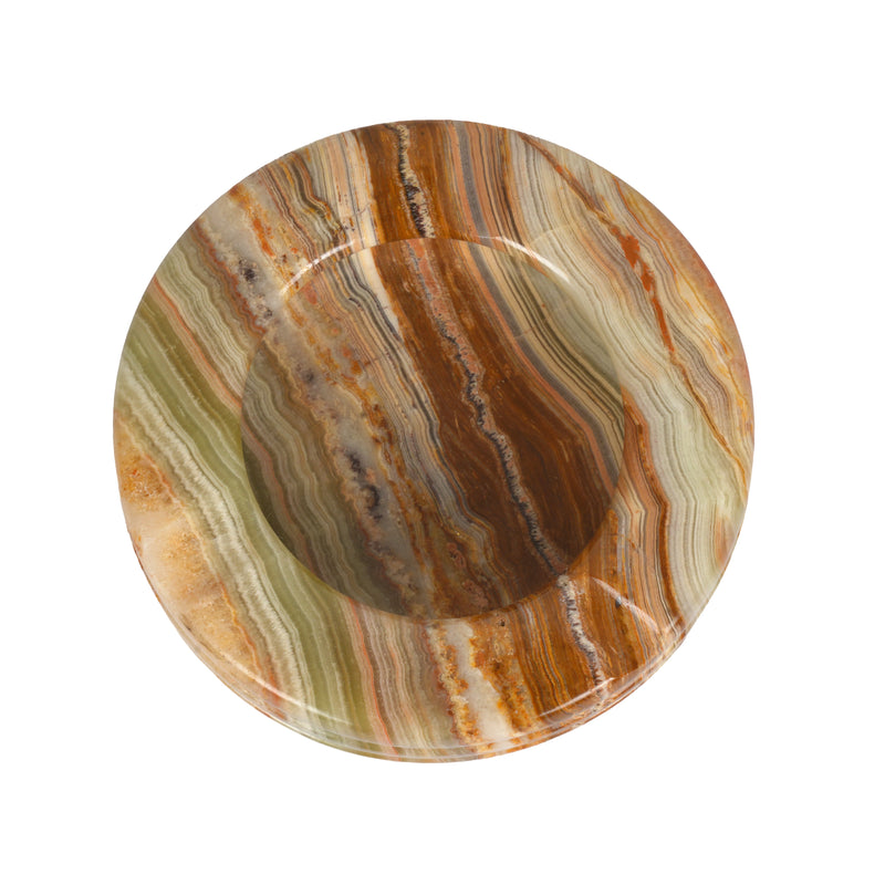 Handcrafted Onyx Circular Ashtray | Creative Natural Banded Stone Cigarette Tray