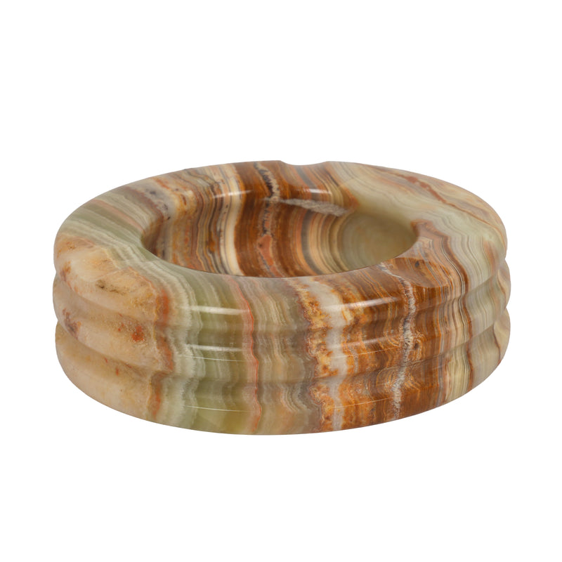 Handcrafted Onyx Circular Ashtray | Creative Natural Banded Stone Cigarette Tray