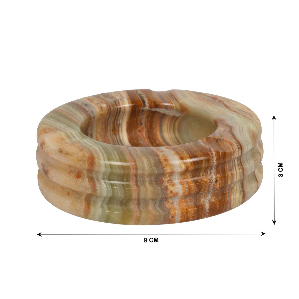 Handcrafted Onyx Circular Ashtray | Creative Natural Banded Stone Cigarette Tray