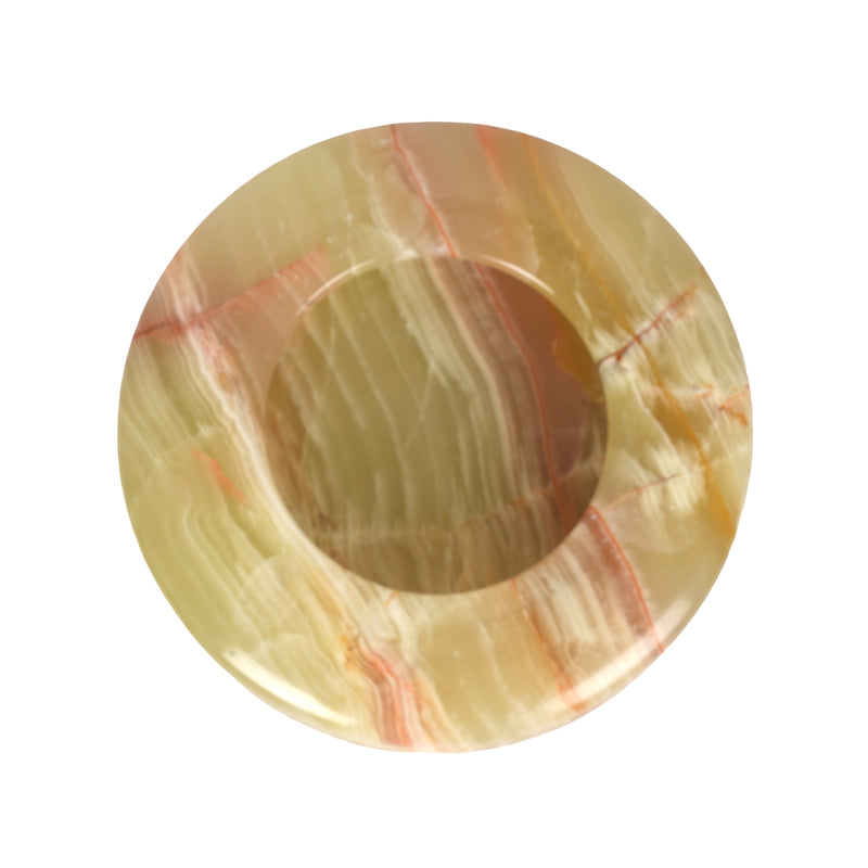 Handcrafted Onyx Circular Ashtray | Creative Natural Banded Stone Cigarette Tray