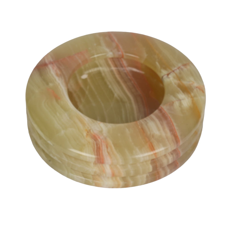 Handcrafted Onyx Circular Ashtray | Creative Natural Banded Stone Cigarette Tray